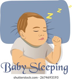 Bebé durmiendo ilustración. Diseño de Vector.
