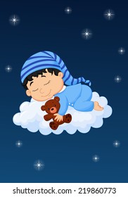 Baby sleeping on the cloud