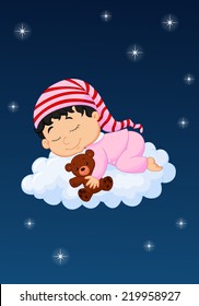 Baby sleeping on the cloud