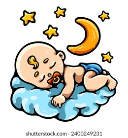 Bebé durmiendo en las nubes