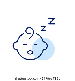 Baby sleeping. Quiet time, keep low noise sign. Pixel perfect, editable stroke icon