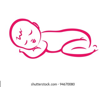 Baby Sleeping Silhouette In Simple Lines