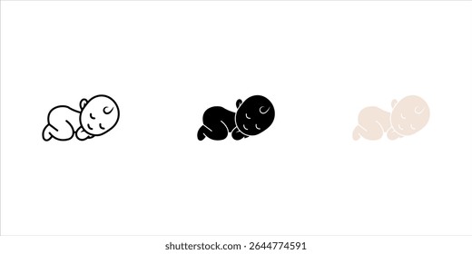 Baby sleeping top view silhouette isolated on white background. Baby sleeping icon set vector illustration design.