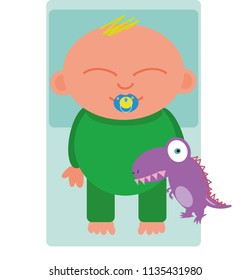 baby is sleeping with a toy