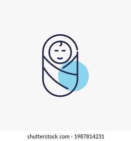 icono del vector del sueño bebé cubierto