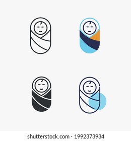 baby sleeping vector icon warm covered