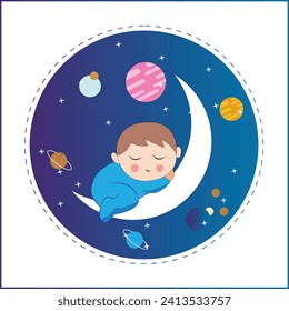 Baby Sleeping Vector and Baby and Moon Logo Design