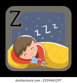 the baby sleeps like the alphabet with the letter z