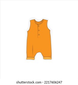 Baby Sleeveless jumpsuit in orange color design for baby background template design