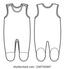 Baby sleeveless romper. Baby clothes Flat Sketch