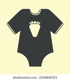 Baby sliders icon. Comfortable clothes for boys and girls with strawberry silhouette. Fashion and style, elegance and aesthetics. Minimalistic poster or banner. Cartoon flat vector illustration
