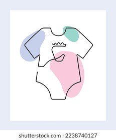 Baby sliders line. Comfortable casual wear for newborn boys and girls with strawberry minimalist pattern. Fashion, trend and style. Poster or banner for website. Cartoon flat vector illustration