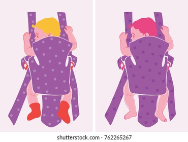 A baby in a sling vector illustration