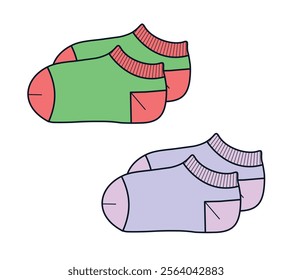 Baby slip on socks vector mockup template technical flat design