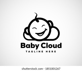 Baby smile face cloud logo symbol design