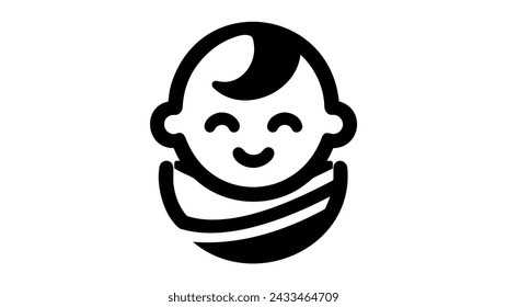 baby smiles, stylized line logo. simple vector illustration on white background