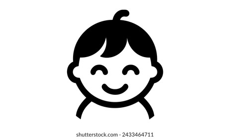 baby smiles, stylized line logo. simple vector illustration on white background