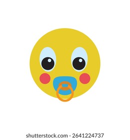 Baby smiley with pacifier emoticon icon