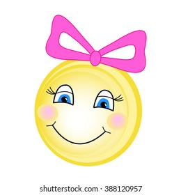 Baby Smiley Pink Bow Smiley Girl Stock Vector (Royalty Free) 388120957 ...