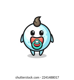 baby snow ball cartoon character with pacifier , cute style design for t shirt, sticker, logo element