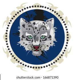 Baby snow leopard in a circle