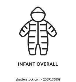 Baby snowsuit flat line icon. Vector illustration infant overall.