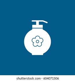 Baby Soap Lotion With Image Flower Flat Icon On Blue Background