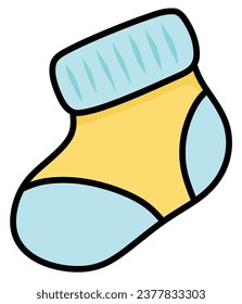 Baby Sock, Cute Baby Items and Toy Accessories Vector Illustration, Cute Baby Equipment, Accessories, and Toy Item