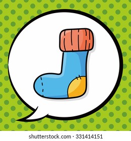 baby sock doodle, speech bubble