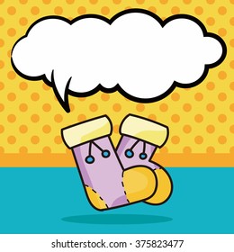 baby sock doodle, speech bubble