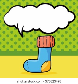 baby sock doodle, speech bubble