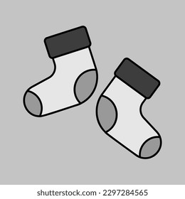 Baby socks bootees isolated vector grayscale icon. Graph symbol for children and newborn babies web site and apps design, logo, app, UI