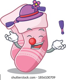 A baby socks cartoon design style succeed playing juggling
