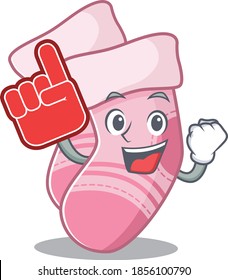 Baby socks in cartoon drawing character design with Foam finger