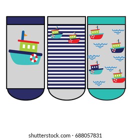 Baby socks design. Set of socks pattern. illustrations isolate Baby sock with colored pattern