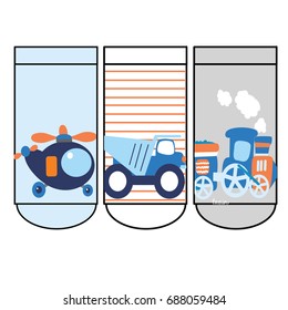 Baby socks design. Set of socks pattern. illustrations isolate Baby sock with colored pattern