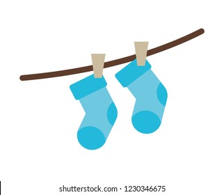 baby socks drying hanging