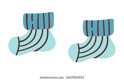 Baby Socks Flat Icon Design For Personal and Commercial Use , hand drawn flat cute illustration isolate on white background .
