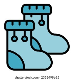 Babysocken Symbol Umrissvektor. Kinderbetreuung. Neugeborene-Farbe