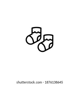 Baby socks icon. Baby icon. Simple, flat, outline, black.