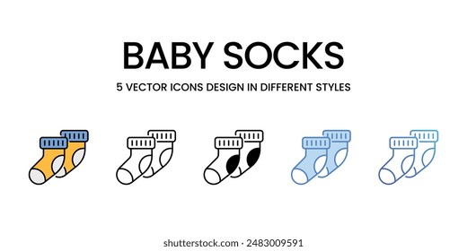 Iconos de calcetines de bebé conjunto de Vector ilustración de stock.