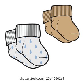 Baby socks mockup template vector design.