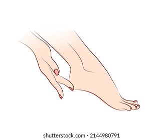 baby soft feet, heels, spa pedicure, toe nails polishing, foot care, beauty treatment in nail salon flat vector illustration