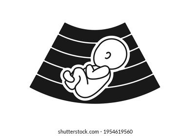 Baby sonogram or fetal utrasound scan image for pregnancy concept in vector icon