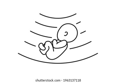 Baby sonogram or fetal utrasound scan image for pregnancy concept in vector icon