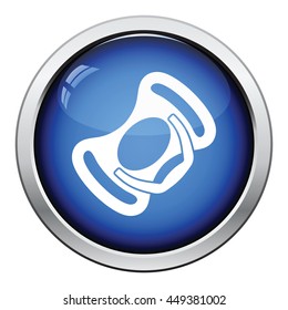 Baby soother icon. Glossy button design. Vector illustration.
