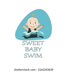 the baby splashes in the water . vector illustration by layers. high quality. festive children's background,print for your design project.