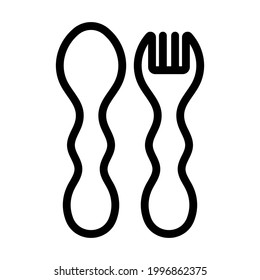 Baby Spoon And Fork Icon. Bold outline design with editable stroke width. Vector Illustration.