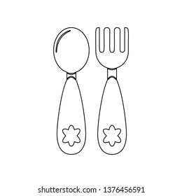 Baby spoon and fork icon. Element of Baby for mobile concept and web apps icon. Outline, thin line icon for website design and development, app development