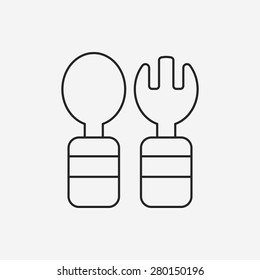 baby spoon and fork line icon